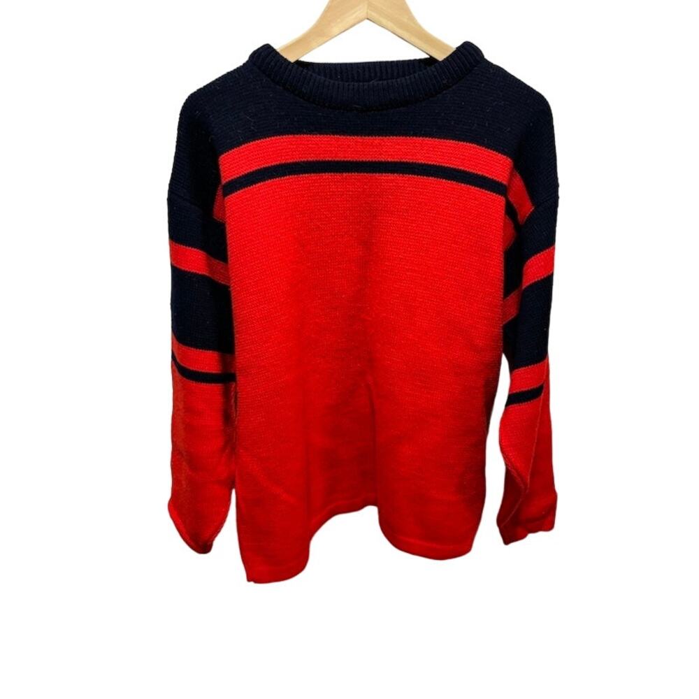 Vintage Ski-Moto Sweater Sportswear by Peerless Ski Wool Red Black. Mens medium